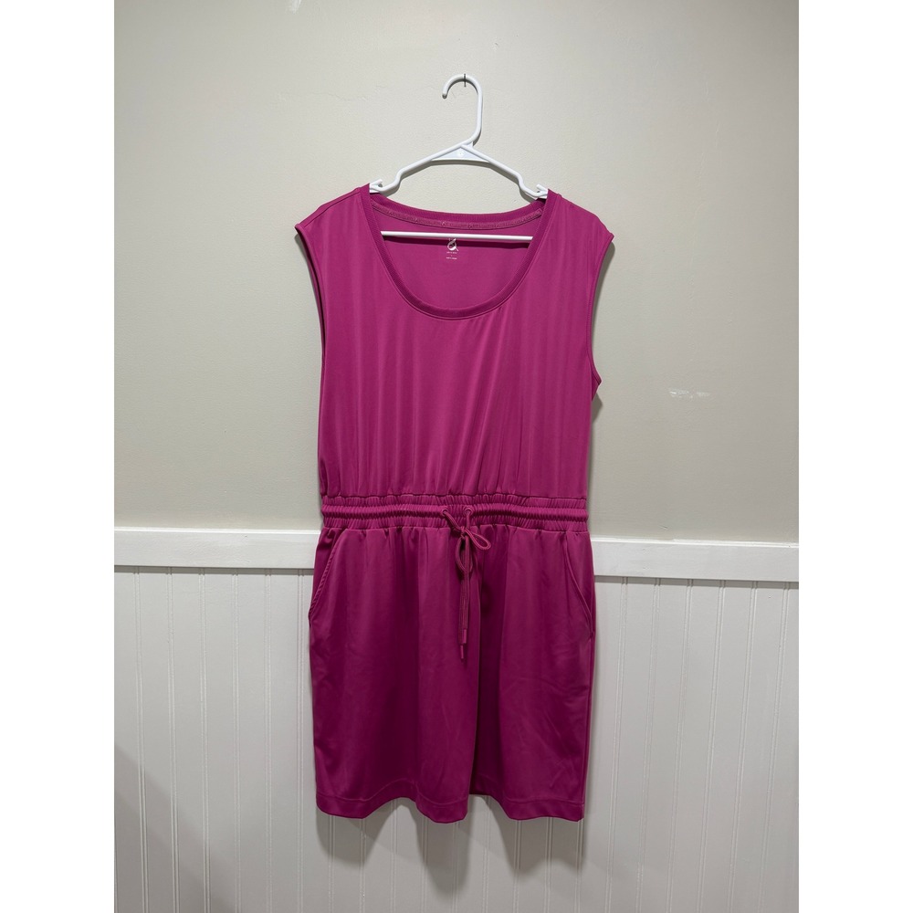 Lou & Grey Sleeveless Mini Dress Cinch Waist Magenta Athletic Women Size Large